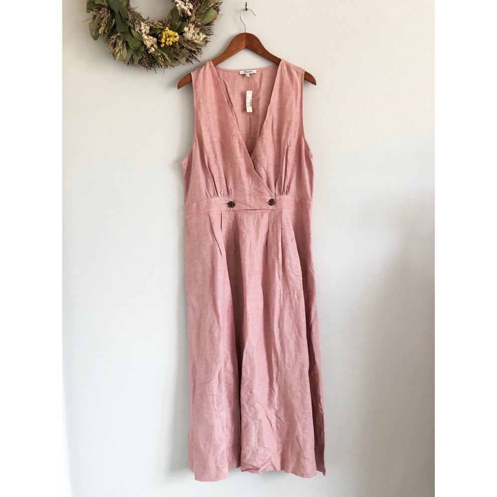 Madewell Button-Waist Wrap Midi Dress - Picture 1 of 3